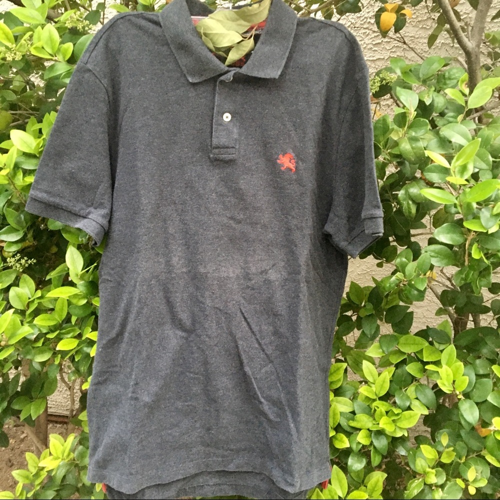 Express Men Grey Polo Red Lion Logo Collared Shirt